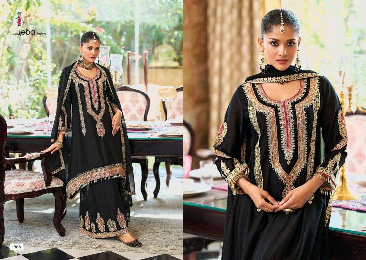 EBA Lifestyle Motifs Chinon Embroidery Stitched Pakistani Dresses - Amrah Wholesale