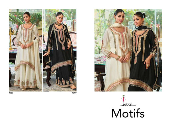 EBA Lifestyle Motifs Chinon Embroidery Stitched Pakistani Dresses - Amrah Wholesale
