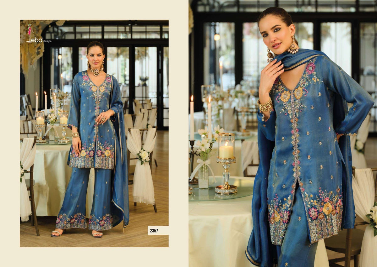 EBA Lifestyle Sanvi Shimmer Embroidered Salwar Suit Set - Amrah Wholesale