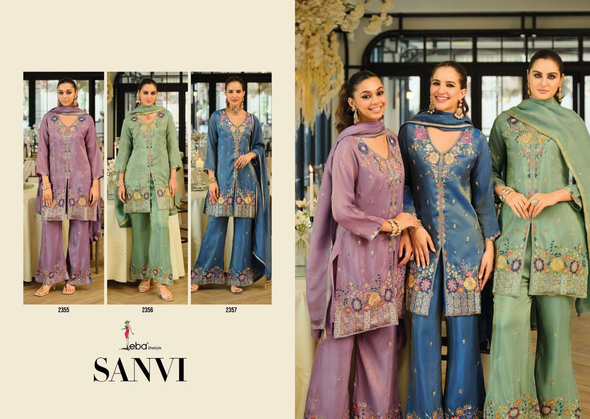 EBA Lifestyle Sanvi Shimmer Embroidered Salwar Suit Set - Amrah Wholesale