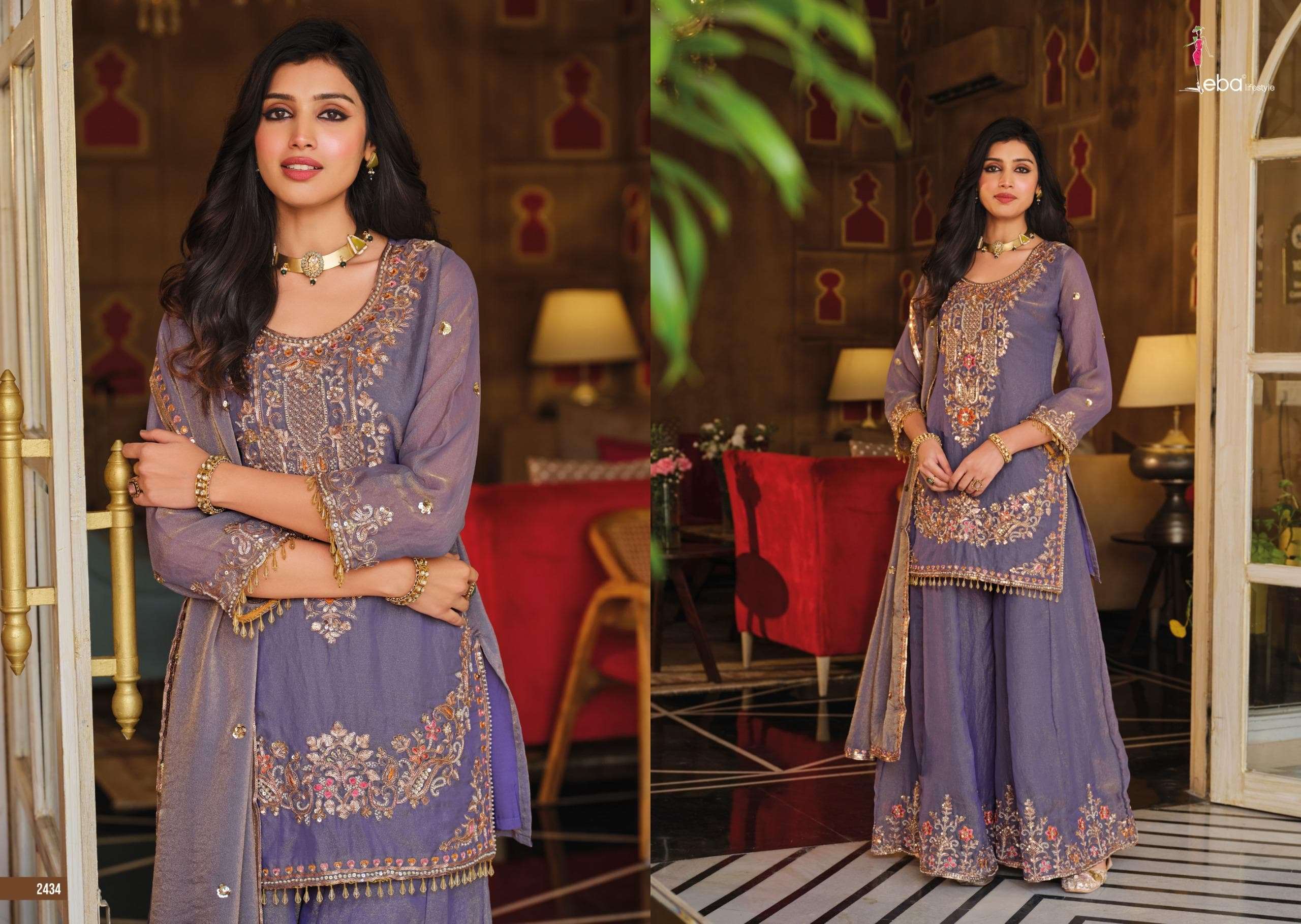 Eba Lifestyle Sofiya NC Moss Designer Gharara Sharara Suit Set