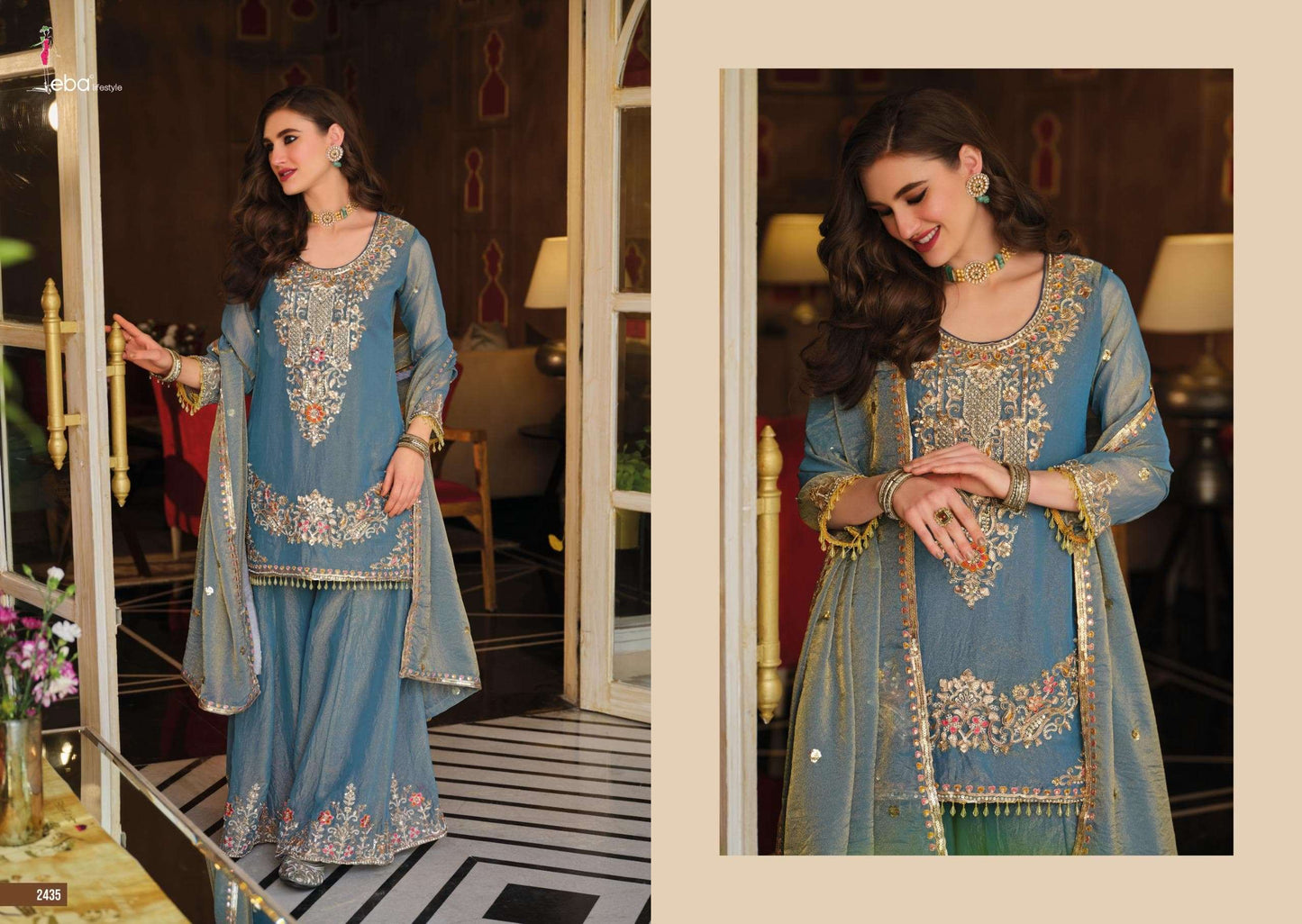 Eba Lifestyle Sofiya NC Moss Designer Gharara Sharara Suit Set