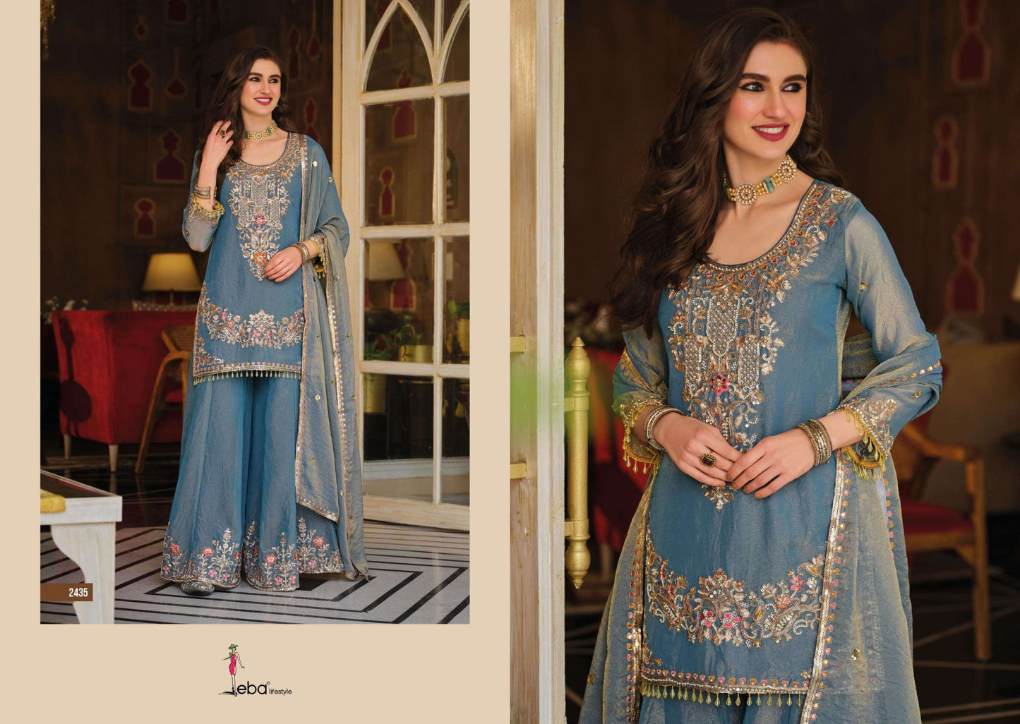 Eba Lifestyle Sofiya NC Moss Designer Gharara Sharara Suit Set