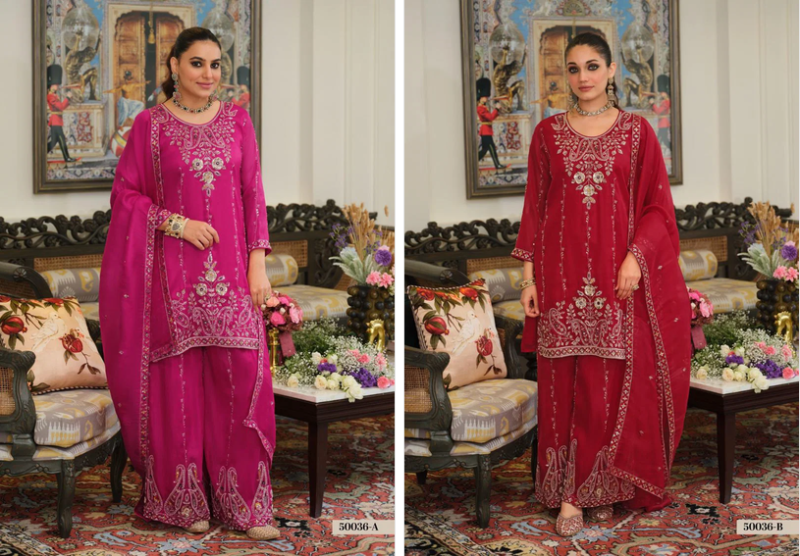 Eba LifeStyle Zaveri D 50036 A And B Simar Silk Embroidered Designer Salwar Kameez