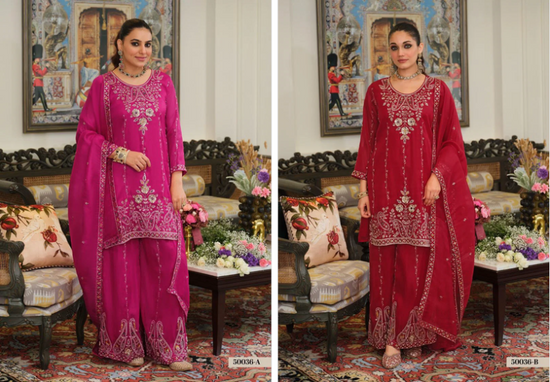 Eba LifeStyle Zaveri D 50036 A And B Simar Silk Embroidered Designer Salwar Kameez