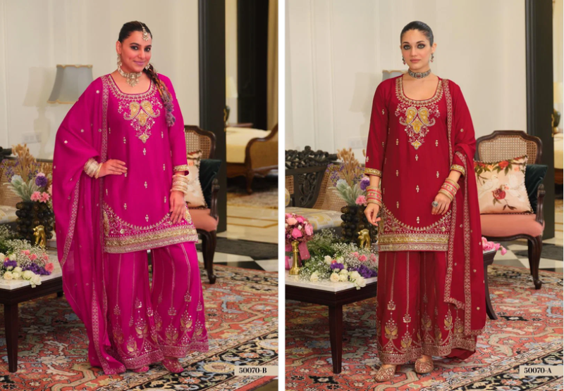 Eba LifeStyle Zaveri D 50070 A And B Chinon Beats Work Designer Salwar Kameez