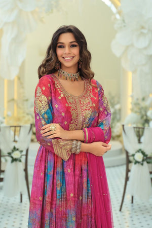Eba LifeStyle Zaveri D 9874 Chinon Digital Print Embroidered Designer Gown