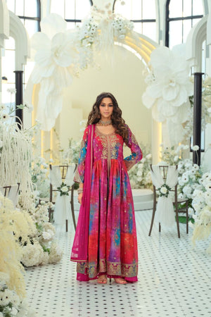 Eba LifeStyle Zaveri D 9874 Chinon Digital Print Embroidered Designer Gown