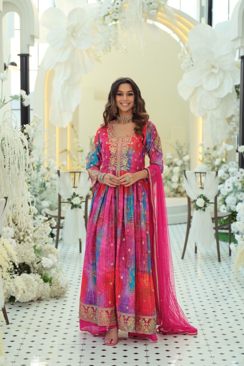 Eba LifeStyle Zaveri D 9874 Chinon Digital Print Embroidered Designer Gown
