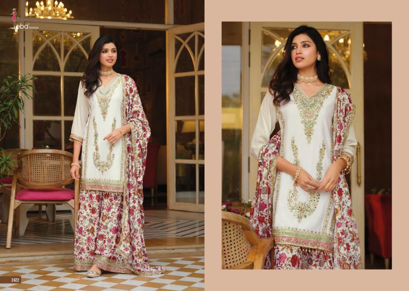 Eba LifeStyle Eba Rang Vol 3 White Chinon Salwar Suit Set