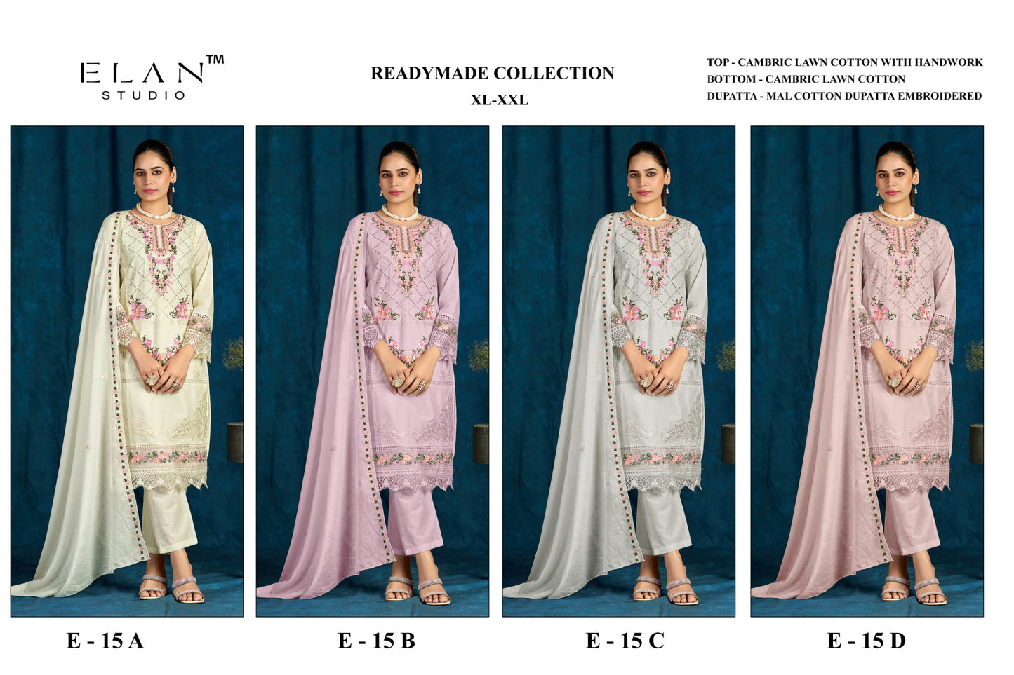 Elan E 15 A To D Cambric Cotton Salwar Suit Set