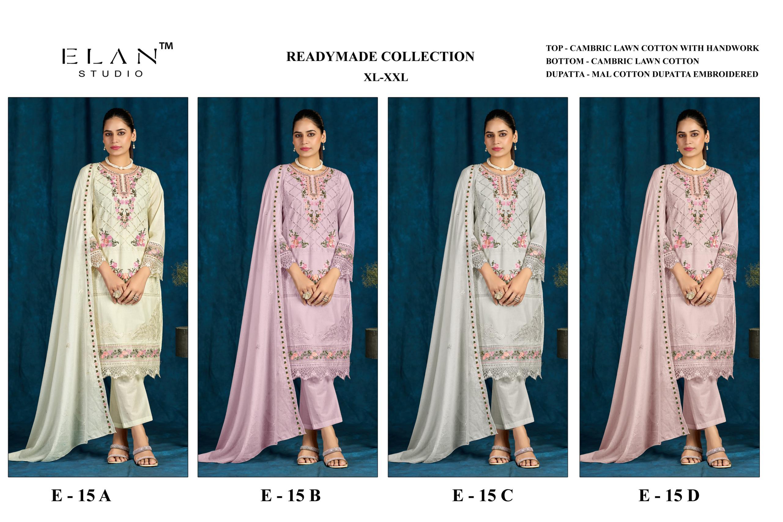Elan E 15 A To D Cambric Cotton Salwar Suit Set