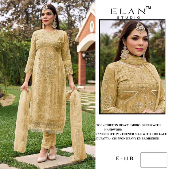 ELAN LAWN STUDIO E-11 Chiffon Embroidered Semi Stitched Pakistani Suit Wholesale - Amrah Wholesale