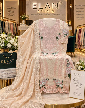 Elan Lawn Studio E-49 Cambric Cotton Embroidery Pakistani Suit