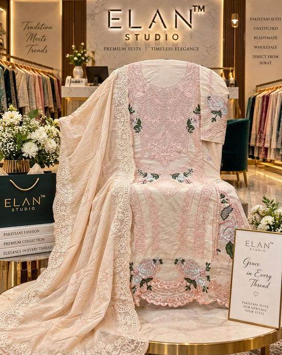 Elan Lawn Studio E-49 Cambric Cotton Embroidery Pakistani Suit
