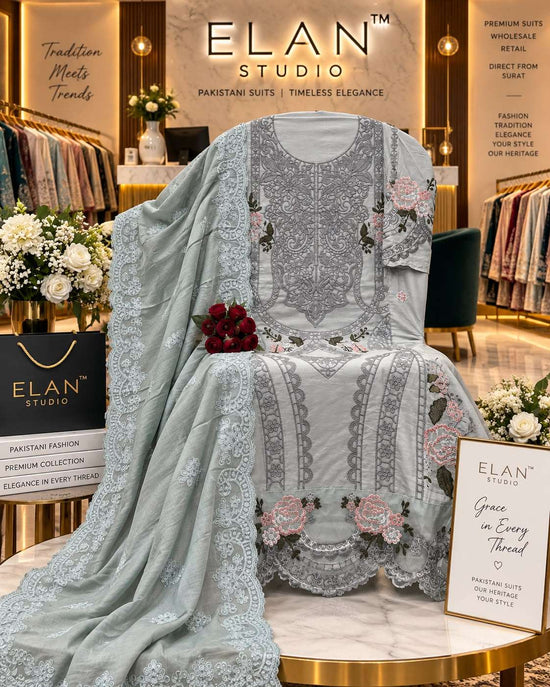 Elan Lawn Studio E-49 Cambric Cotton Embroidery Pakistani Suit