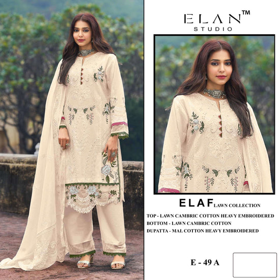 Elan Lawn Studio E-49 Cambric Cotton Embroidery Pakistani Suit