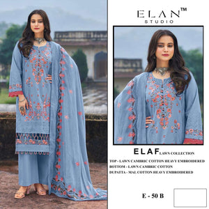 Elan Lawn Studio E-50 Lawn Cotton Embroidered Pakistani Salwar Suit