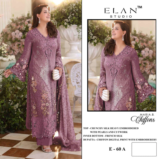Elan Lawn Studio E-60 A To D Crunchy Embroidery Pakistani Suit