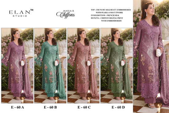 Elan Lawn Studio E-60 A To D Crunchy Embroidery Pakistani Suit