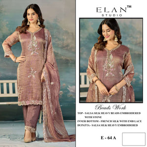 Elan Lawn Studio E-64 Salsa Silk Pakistani Suit
