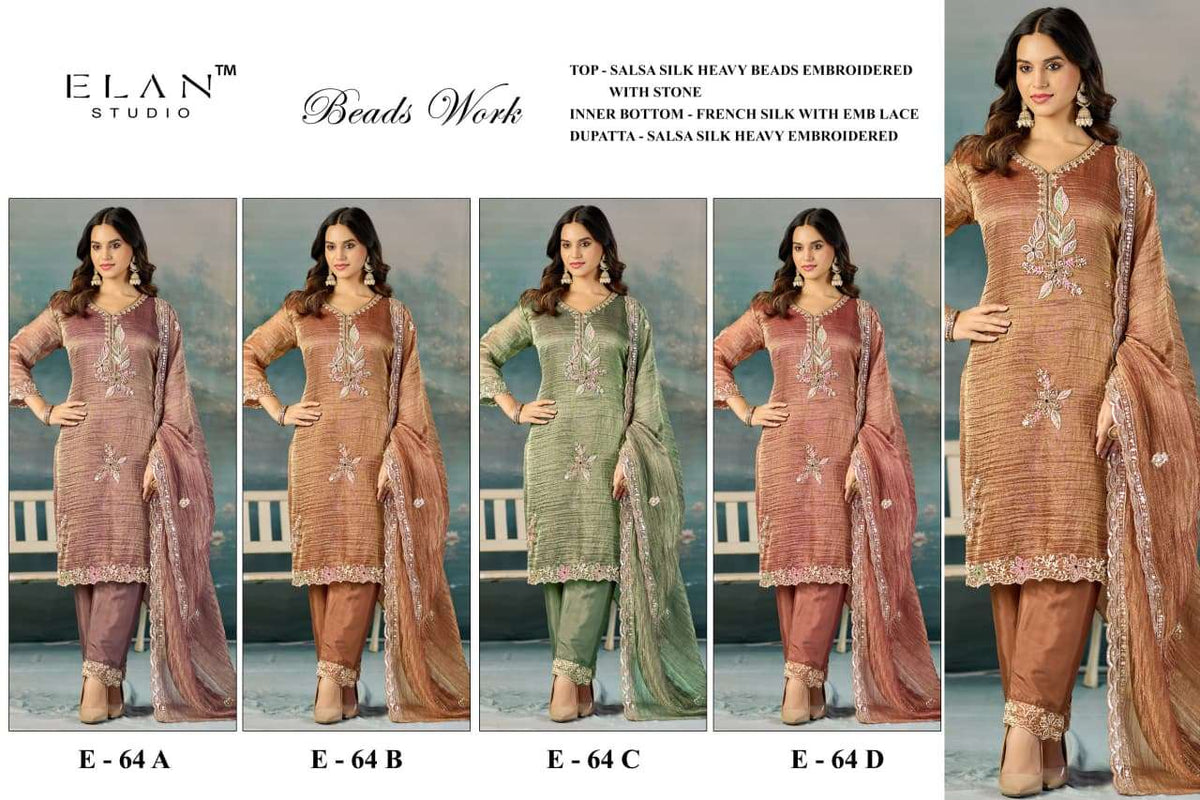 Elan Lawn Studio E-64 Salsa Silk Pakistani Suit