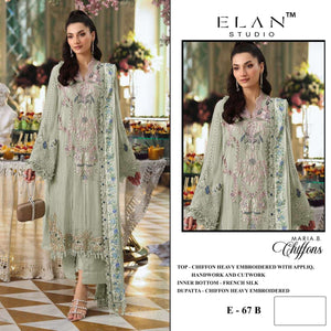ELAN LAWN STUDIO E-67 Chiffon Handwork Embroidered Pakistani Suit