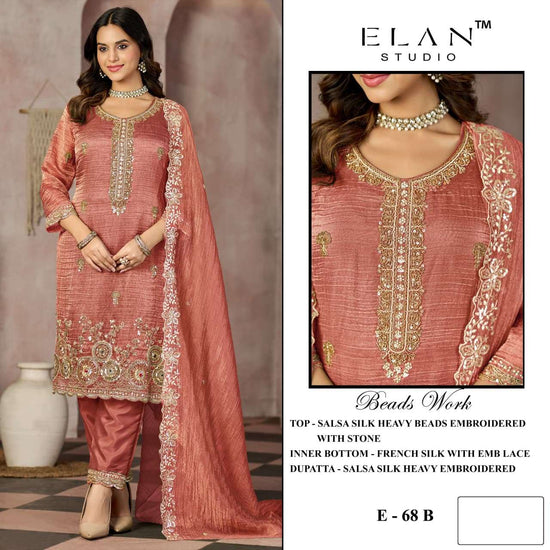 Elan Lawn Studio E-68 Salsa Silk Embroidered Dress Material