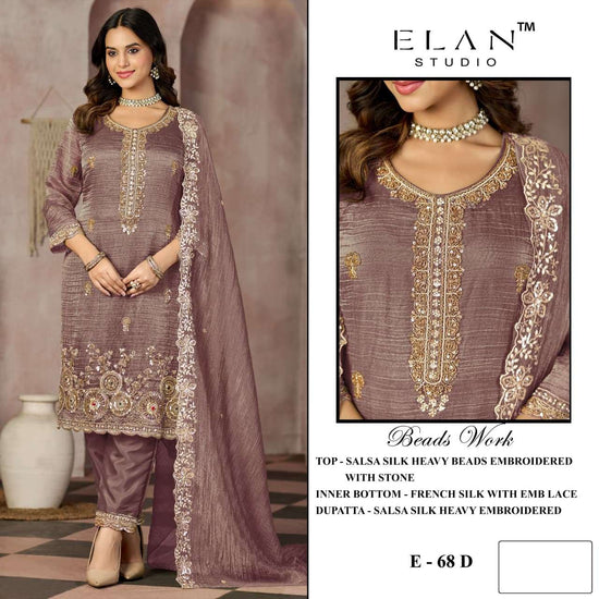Elan Lawn Studio E-68 Salsa Silk Embroidered Dress Material