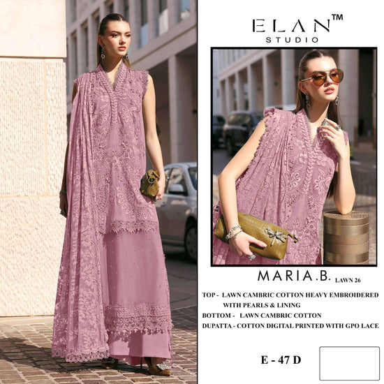 ELAN SLAWN STUDIO E-47 Cambric Cotton Embroidered Pakistani Suit