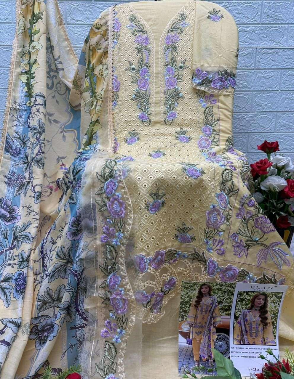 Elan Studio E - 21 ABCD Cambric Lawn Cotton Pakistani Suit - Amrah Wholesale