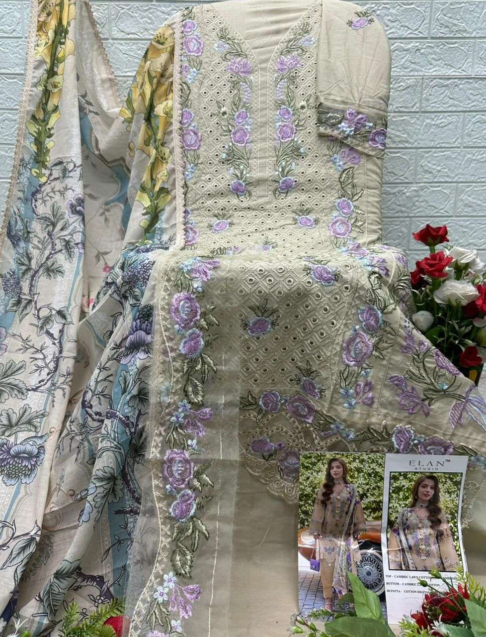 Elan Studio E - 21 ABCD Cambric Lawn Cotton Pakistani Suit - Amrah Wholesale