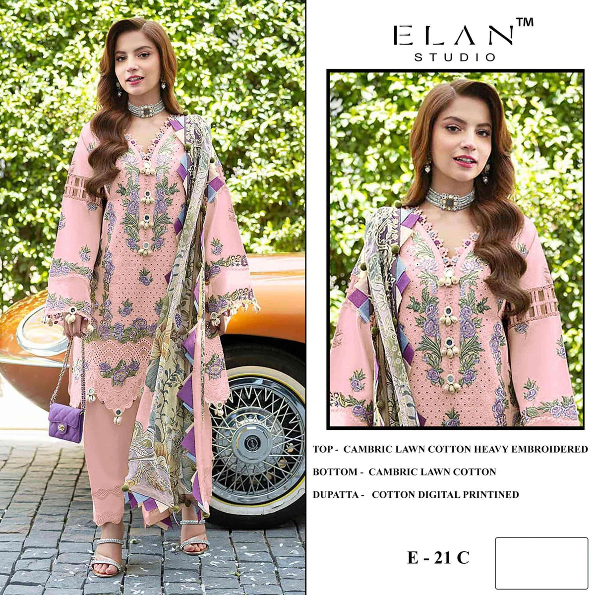 Elan Studio E - 21 ABCD Cambric Lawn Cotton Pakistani Suit - Amrah Wholesale