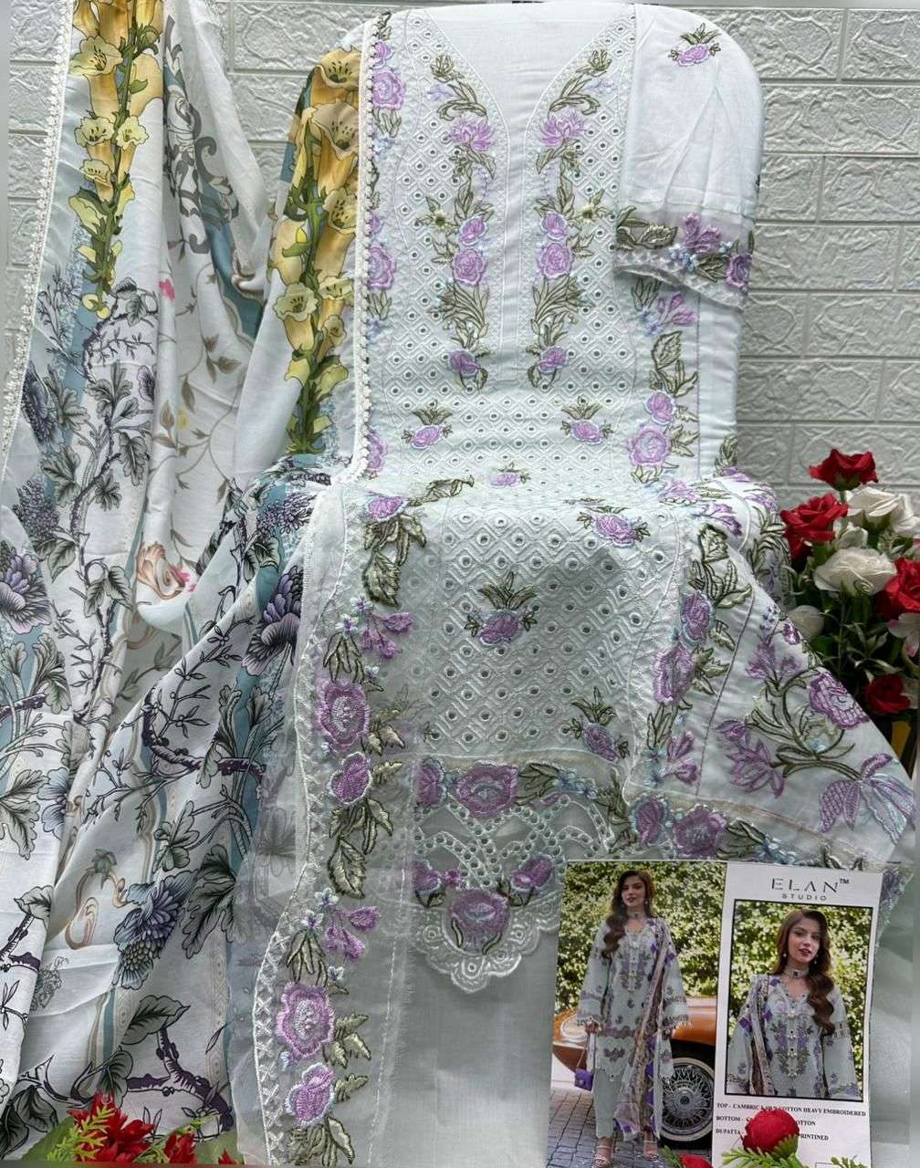 Elan Studio E - 21 ABCD Cambric Lawn Cotton Pakistani Suit - Amrah Wholesale
