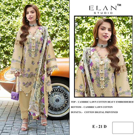 Elan Studio E - 21 ABCD Cambric Lawn Cotton Pakistani Suit - Amrah Wholesale