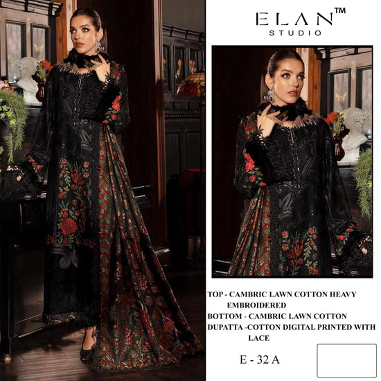 Elan Studio E - 32 Abcd Cambric Lawn Cotton Pakistani Suit - Amrah Wholesale
