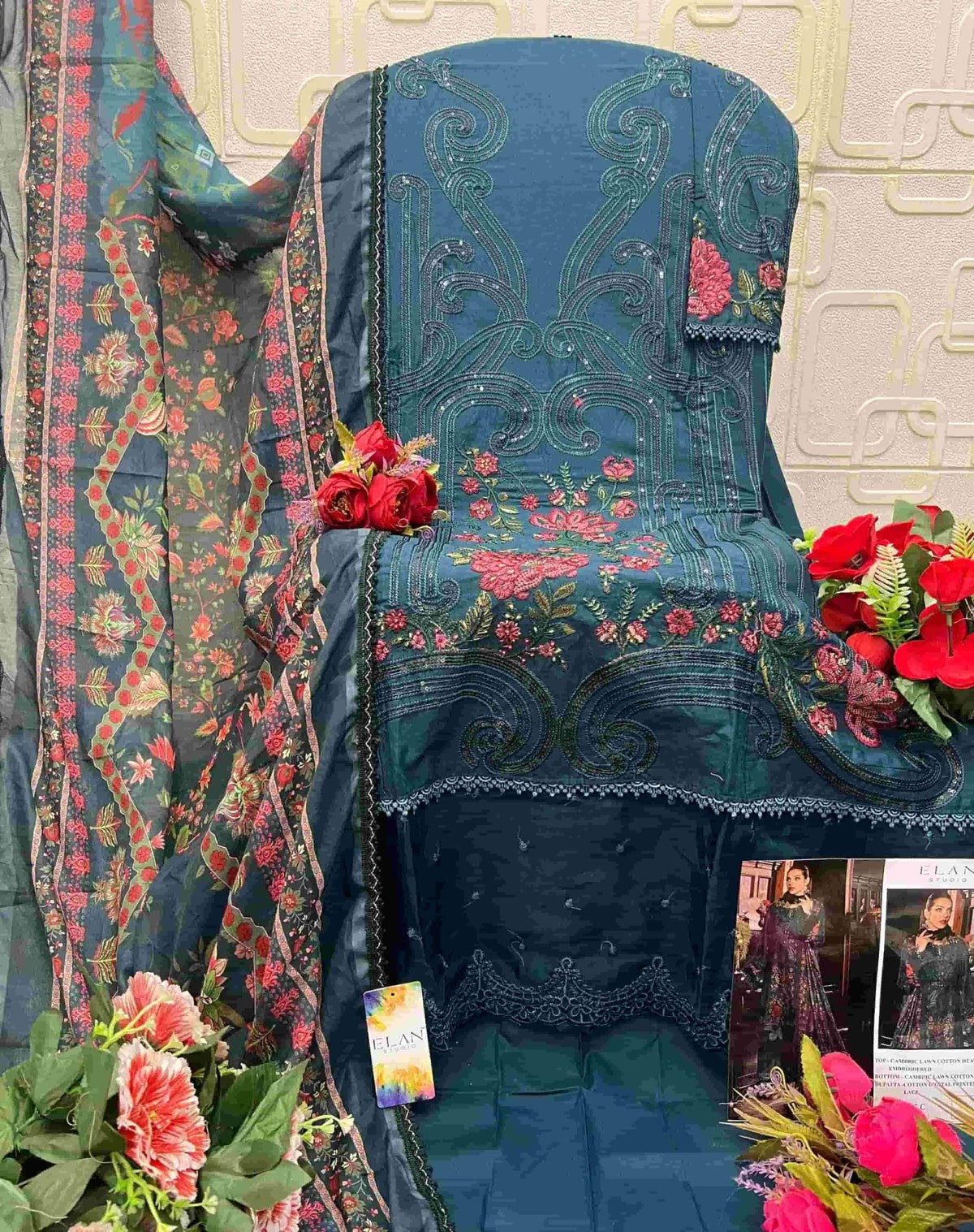 Elan Studio E - 32 Abcd Cambric Lawn Cotton Pakistani Suit - Amrah Wholesale