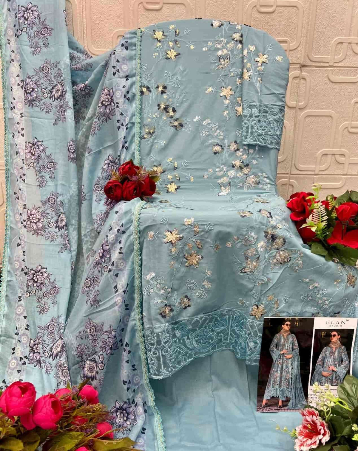 Elan Studio E - 34 ABCD Cambric Lawn Cotton Pakistani Suit - Amrah Wholesale