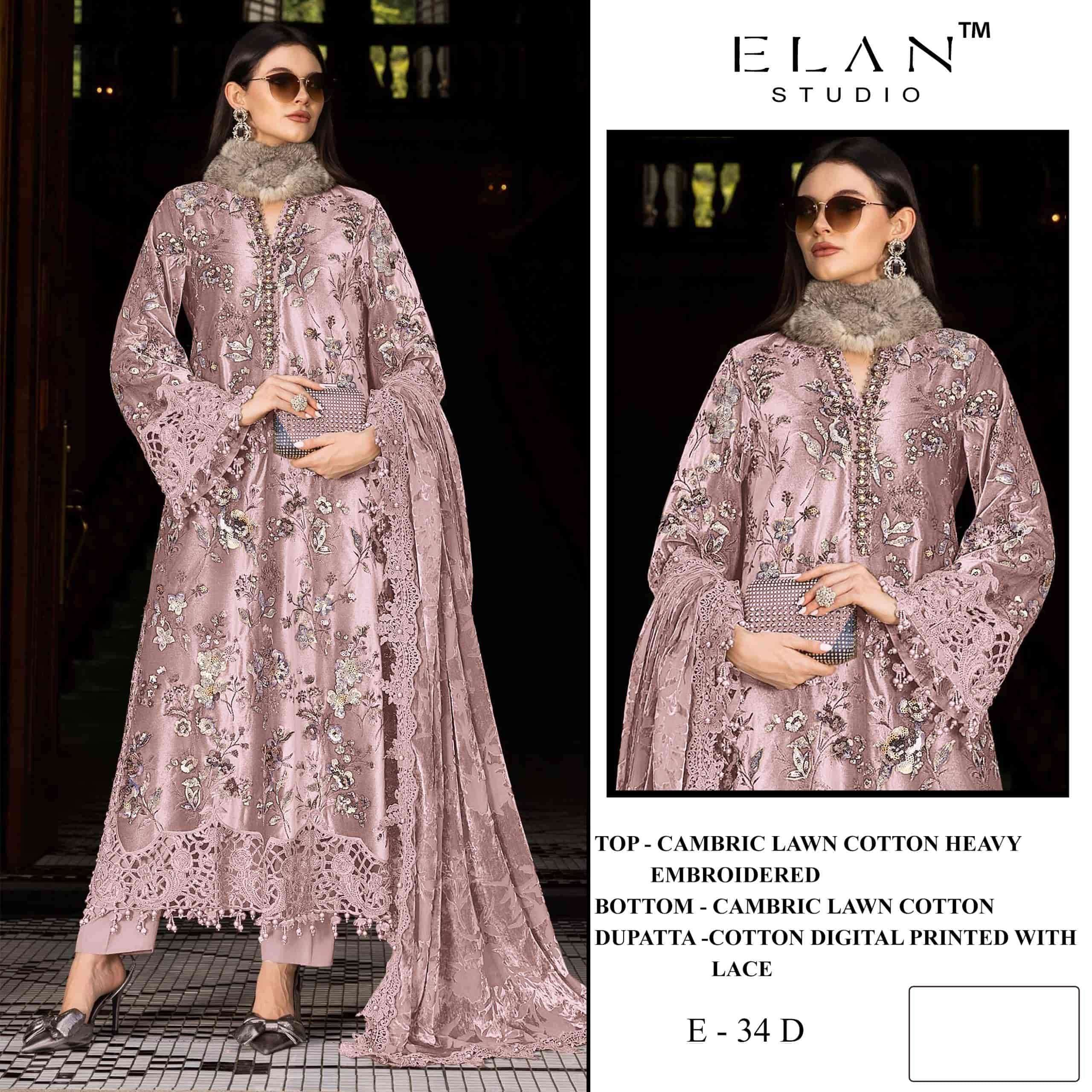 Elan Studio E-34 ABCD Cambric Lawn Cotton Pakistani Suit