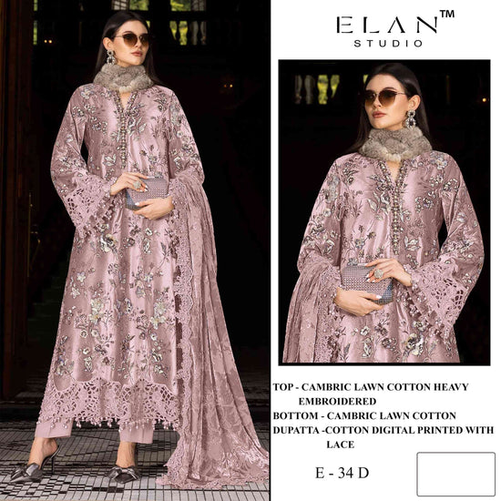 Elan Studio E-34 ABCD Cambric Lawn Cotton Pakistani Suit