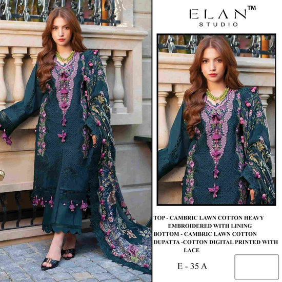 Elan Studio E - 35 Abcd Cambric Lawn Cotton Pakistani Suit - Amrah Wholesale