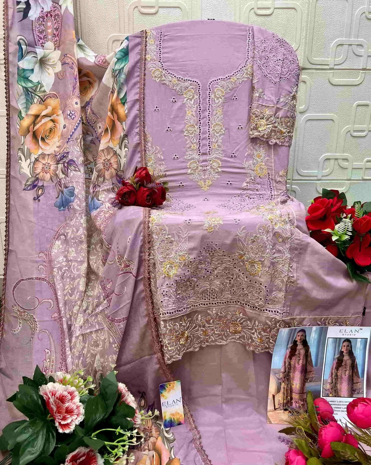 Elan Studio E - 36 Abcd Cambric Lawn Cotton Pakistani Suit - Amrah Wholesale