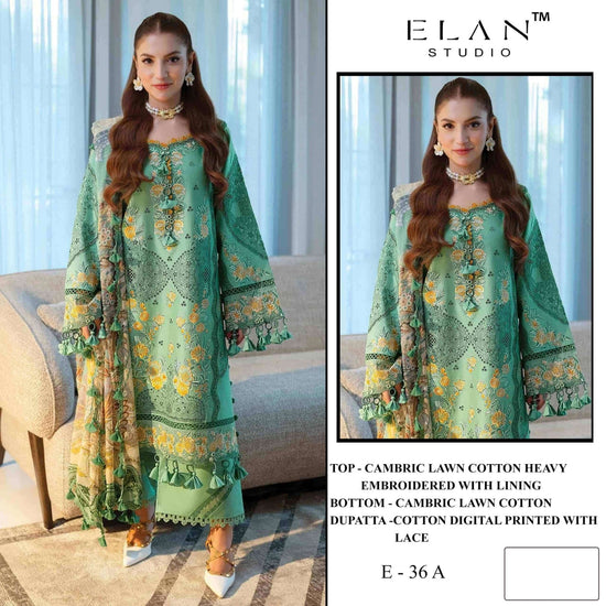 Elan Studio E - 36 Abcd Cambric Lawn Cotton Pakistani Suit - Amrah Wholesale