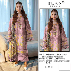 Elan Studio E - 36 Abcd Cambric Lawn Cotton Pakistani Suit - Amrah Wholesale