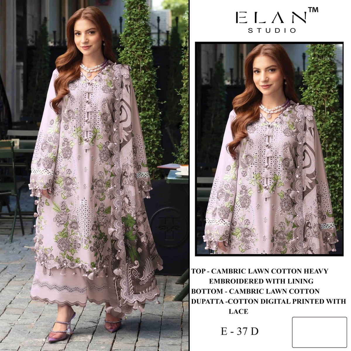 Elan Studio E - 37 ABCD Cambric Lawn Cotton Pakistani Suit - Amrah Wholesale