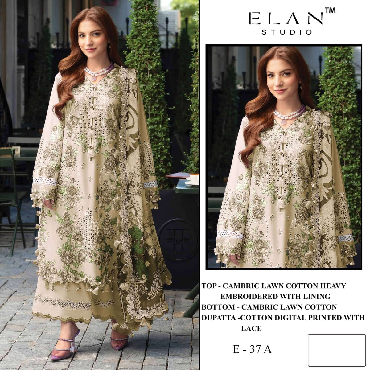 Elan Studio E - 37 ABCD Cambric Lawn Cotton Pakistani Suit - Amrah Wholesale