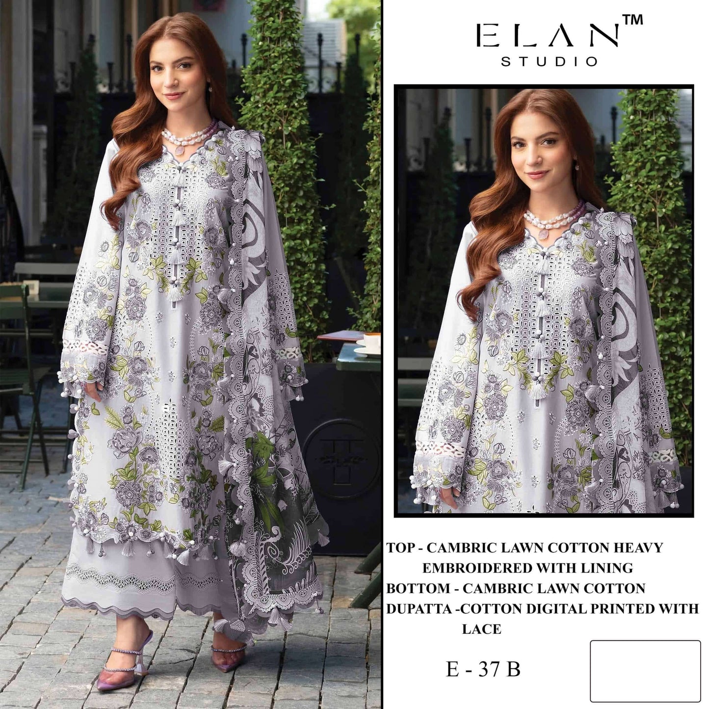 Elan Studio E-37 ABCD Cambric Lawn Cotton Pakistani Suit