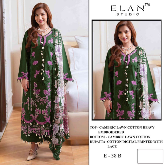 Elan Studio E - 38 Abcd Cambric Lawn Cotton Pakistani Suit - Amrah Wholesale