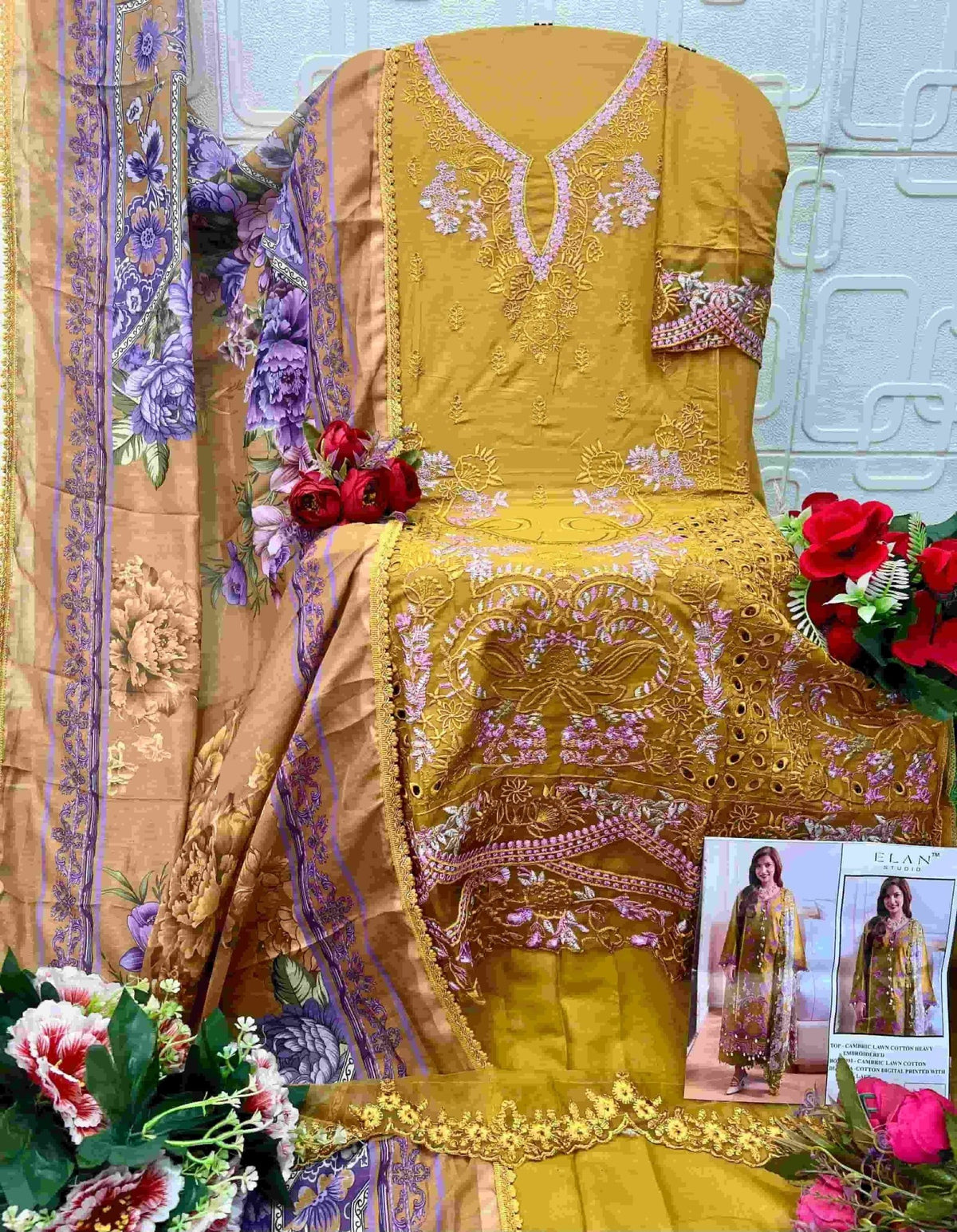 Elan Studio E - 38 Abcd Cambric Lawn Cotton Pakistani Suit - Amrah Wholesale