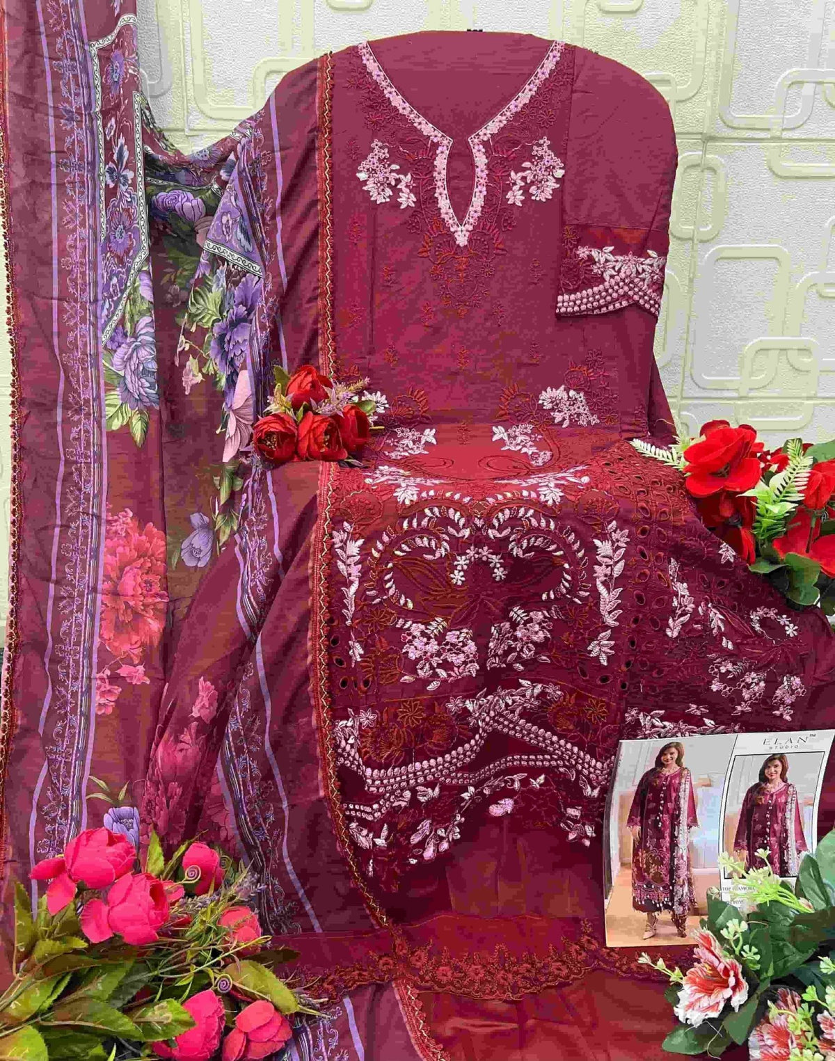 Elan Studio E - 38 Abcd Cambric Lawn Cotton Pakistani Suit - Amrah Wholesale